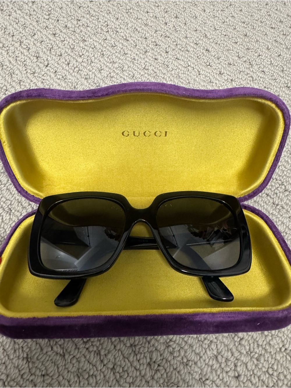 Gucci Black Oversized Square Women's Sunglasses